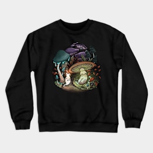 Illuminated Mushroom Forest Path Crewneck Sweatshirt